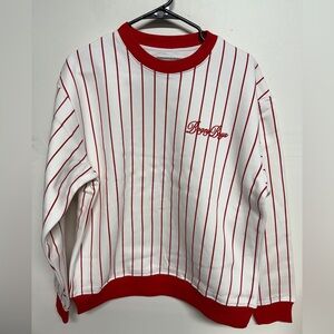 BOGEY BOYS PINSTRIPE CREWNECK - RED MENS SIZE MEDIUM